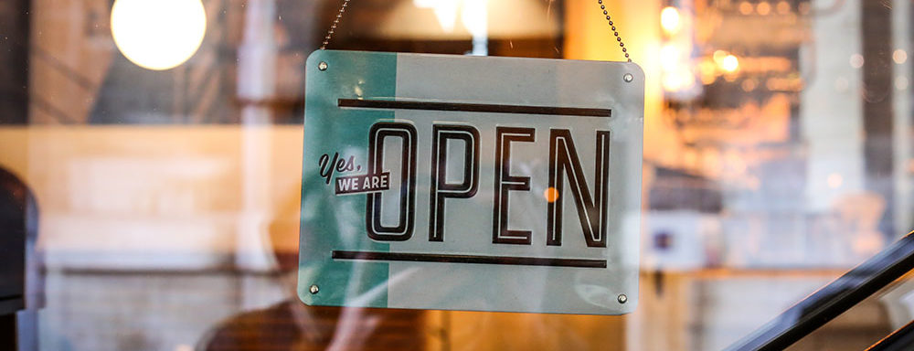 open sign in a window