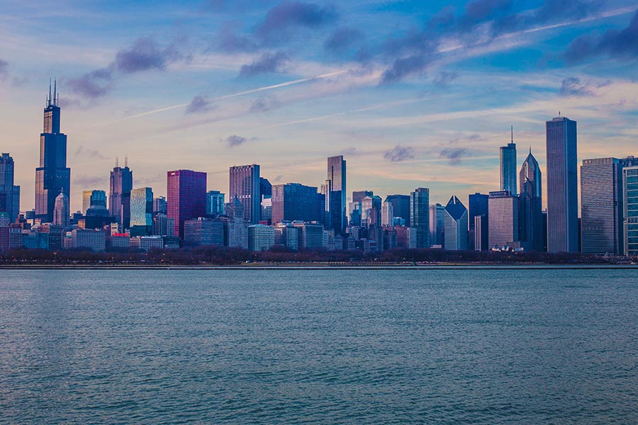 Chicago skyline from lake